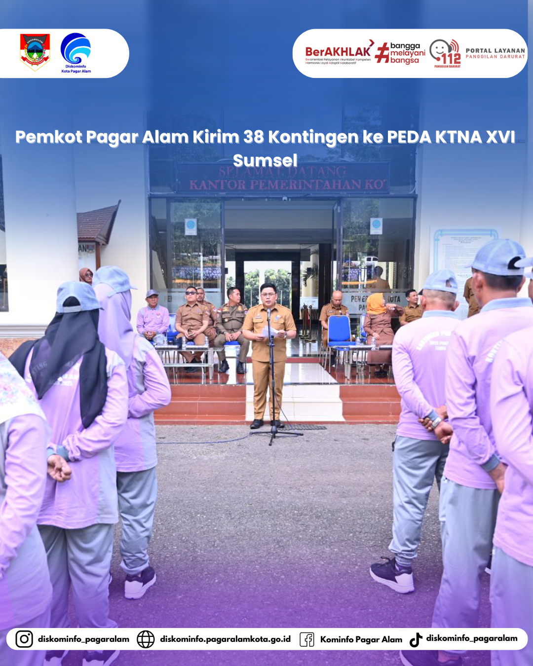 Sebanyak 38 orang kontingen Kota Pagar Alam untuk Pekan Daerah Kontak Tani Nelayan Andalan (PEDA KTNA) XVI Provinsi Sumatera Selatan, dilepas langsung oleh Penjabat Sekretaris Daerah (Pj Sekda) Kota Pagar Alam Zaily Oktosab Fitri Abidin, di Halaman Parkir Sekretariat Daerah Kota (Setdako) Pagar Alam