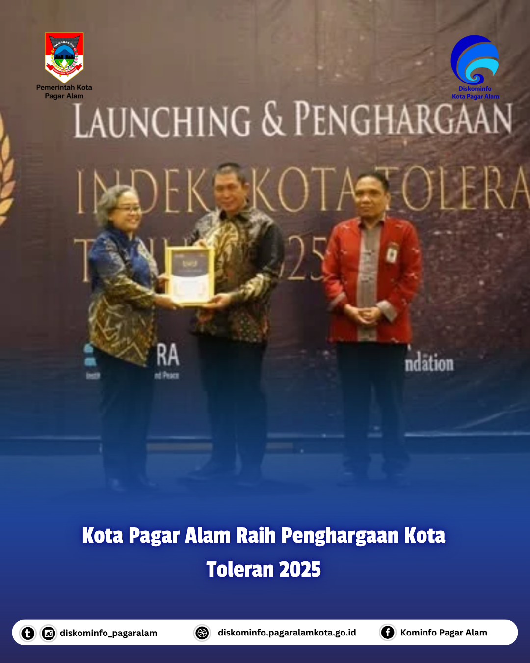 Kota Pagar Alam Raih Penghargaan Kota Toleran 2025
