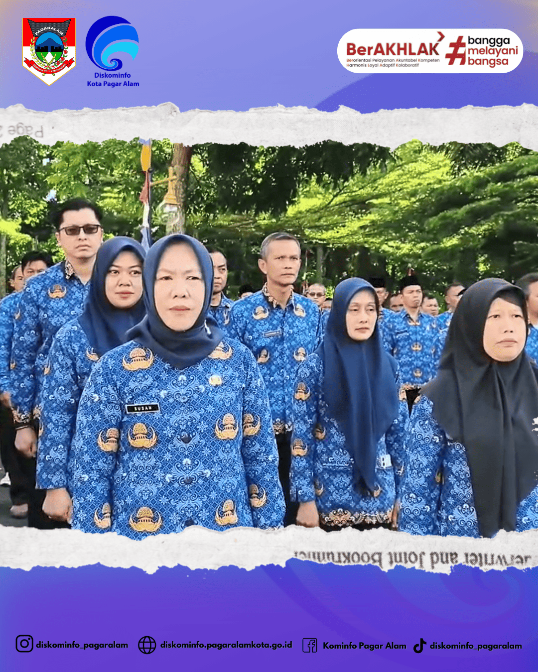 Dinas Komunikasi dan Informatika Kota Pagar Alam mengikuti Upacara Gabungan Peringatan Hari Koperasi Nasional (HARKOPNAS), Hari Anti Narkoba Internasional (HANI) dan Hari Keluarga Nasional (HARGANAS) Kamis, 17 Juli 2025